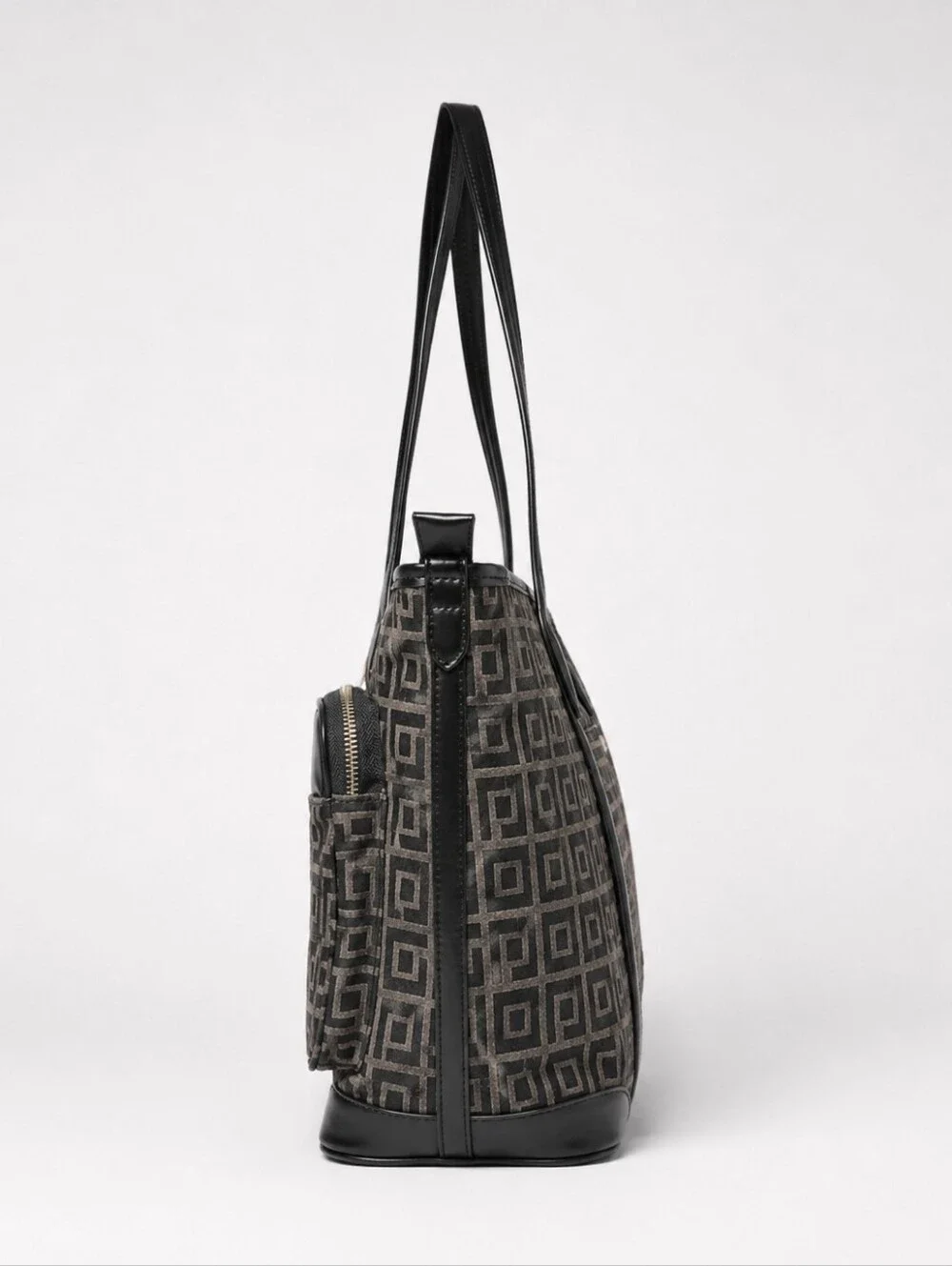 Fiorelli Black Taupe Geometric Multi Pocket Tote Bag NWT